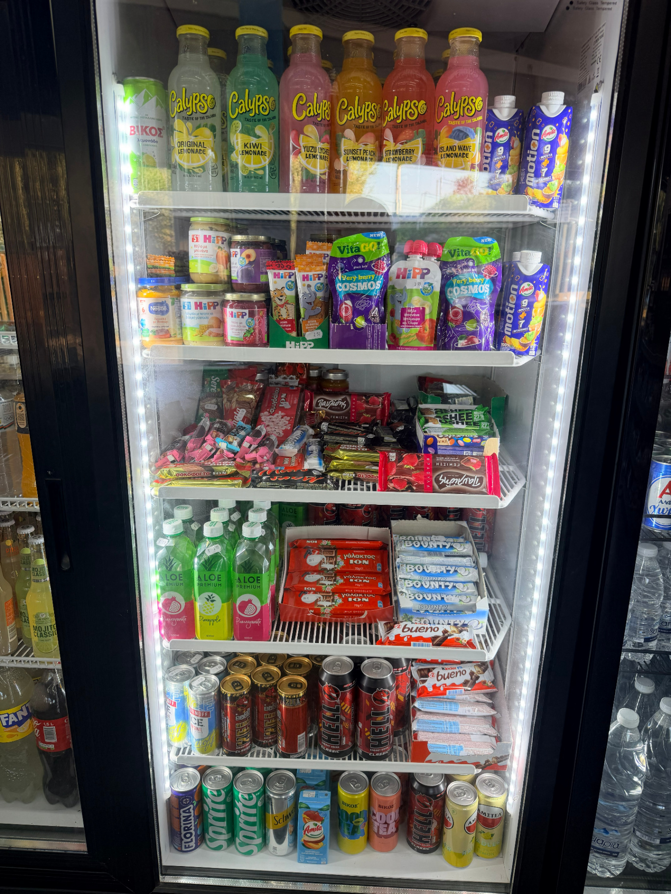 Calypso lemonades juices energy drinks and chocolate mini market near JW Marriott Crete